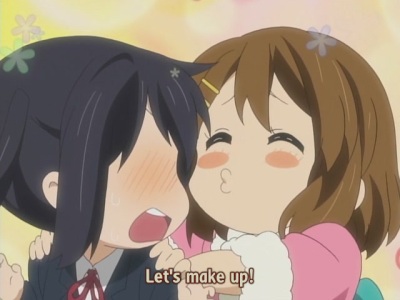 And there is it, the seal of approval for YuixAzunyan.  It's official, people, it's the end...I think all the yuri in this series is done on purpose...